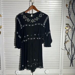 Zara Black Dress with White Embroidery
